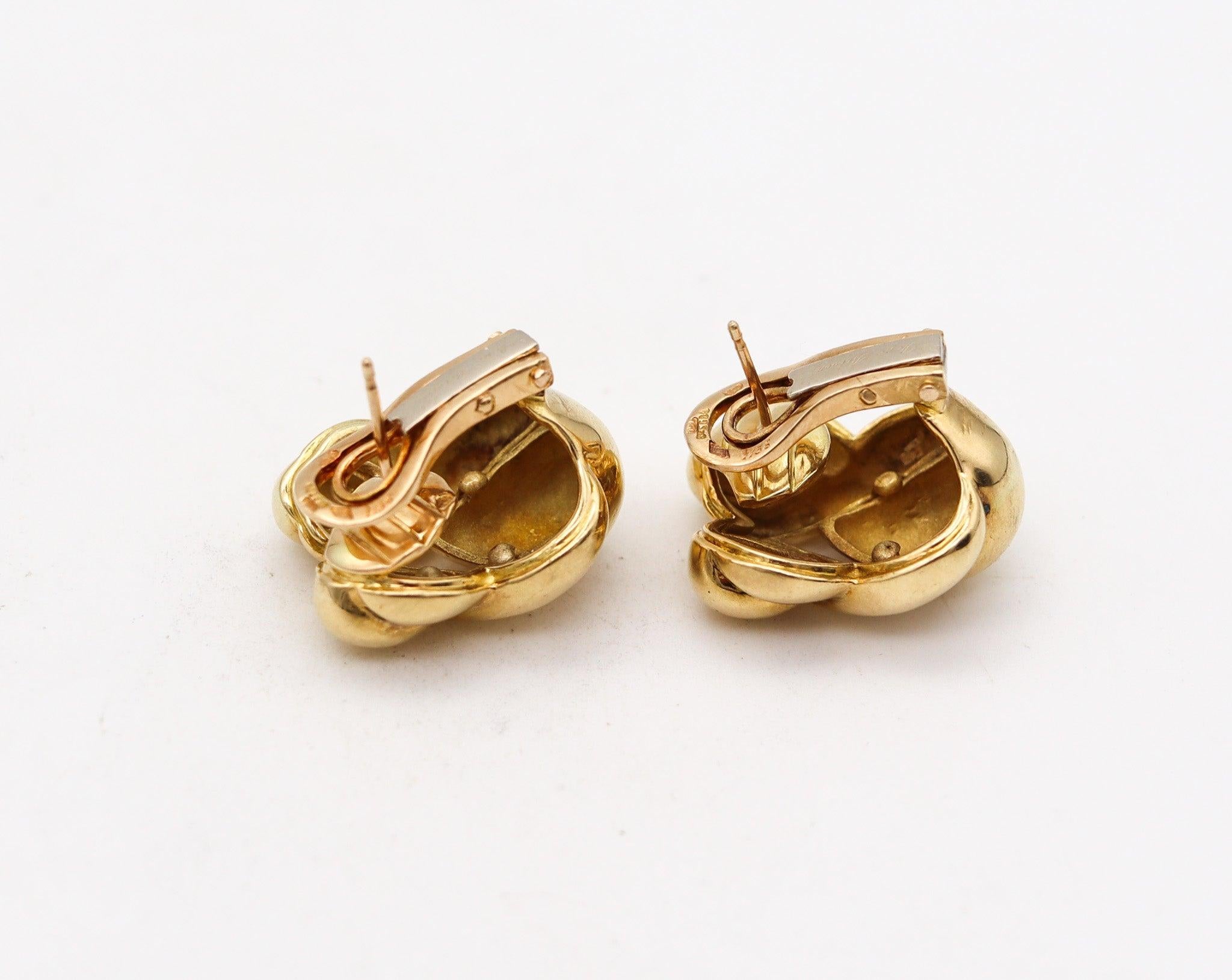 RENE BOIVIN Paris 1970 Clips d'oreilles en or jaune 18 carats Pour femmes en vente