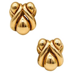 RENE BOIVIN Paris 1970 Orecchini a lobo gonfiati in oro giallo 18Kt