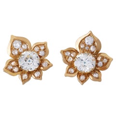 René Boivin Paris Diamond Leaf Earrings