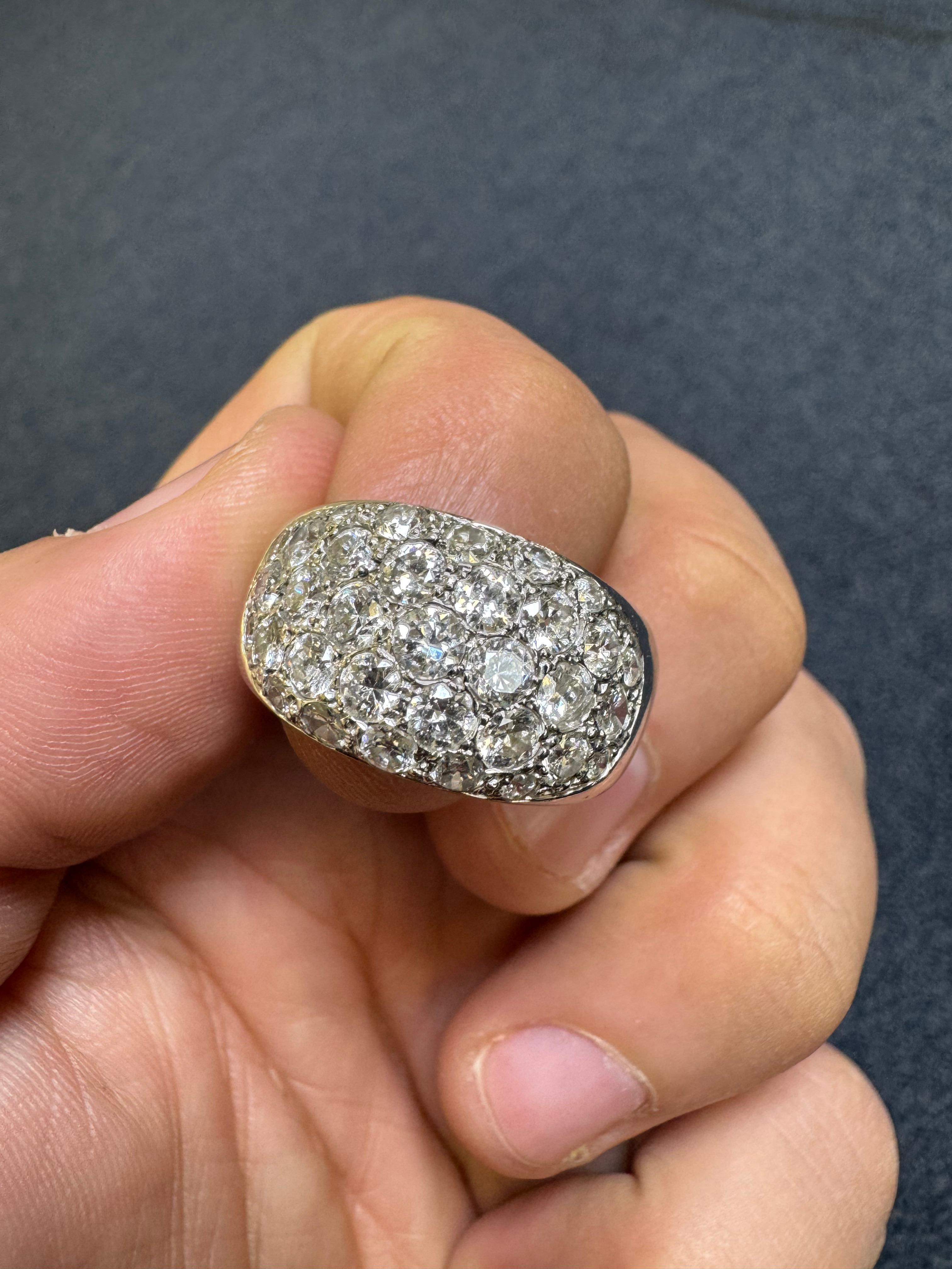 René Boivin Platinum Bombe Ring with Pavé-Set Old European Cut Diamonds For Sale 5