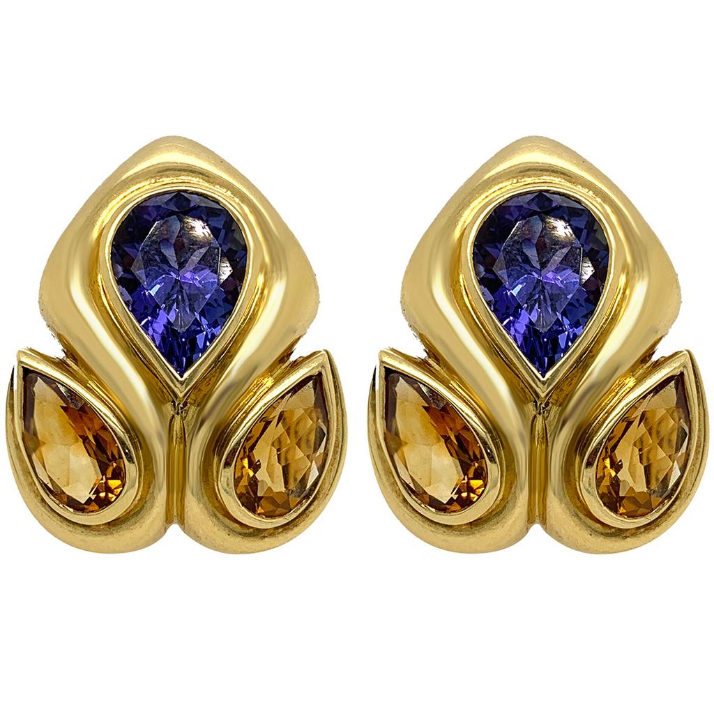 Material: 18k Gold
Hallmarks: Boivin, maker's mark (RB with serpent in the middle), G & Co., 750, French 18K gold assay mark, SDGD
Gemstone: 4ct Citrine and 4ct Tanzanite
Place of Origin: France
Dimensions : H 3/4