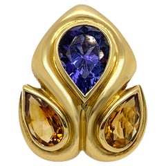 Rene Boivin Boucles d'oreilles en or 18 carats, tanzanite et citrine