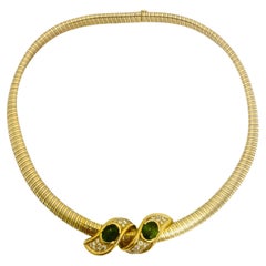 Rene Boivin Tubogas Vintage Necklace Two-Tone Gold Peridot Diamond