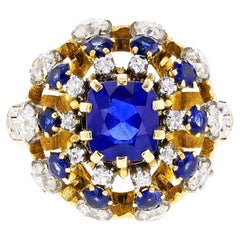 René Boivin Unheated Certified 2.59 Ct. Sapphire and Diamond Cocktail Ring