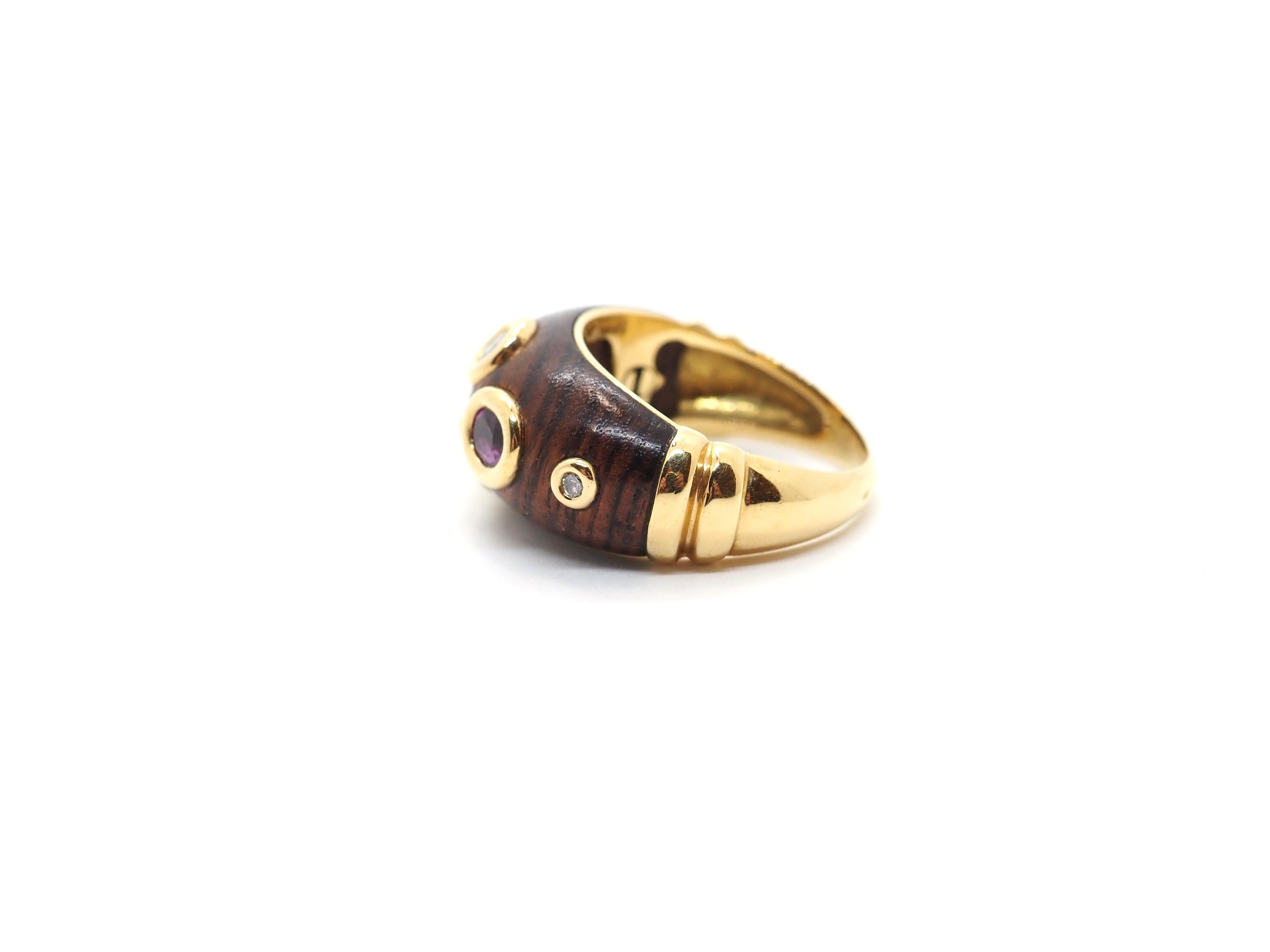 Rene Boivin Wood, 18 Karats Yellow Gold and Gemstones Set For Sale 6