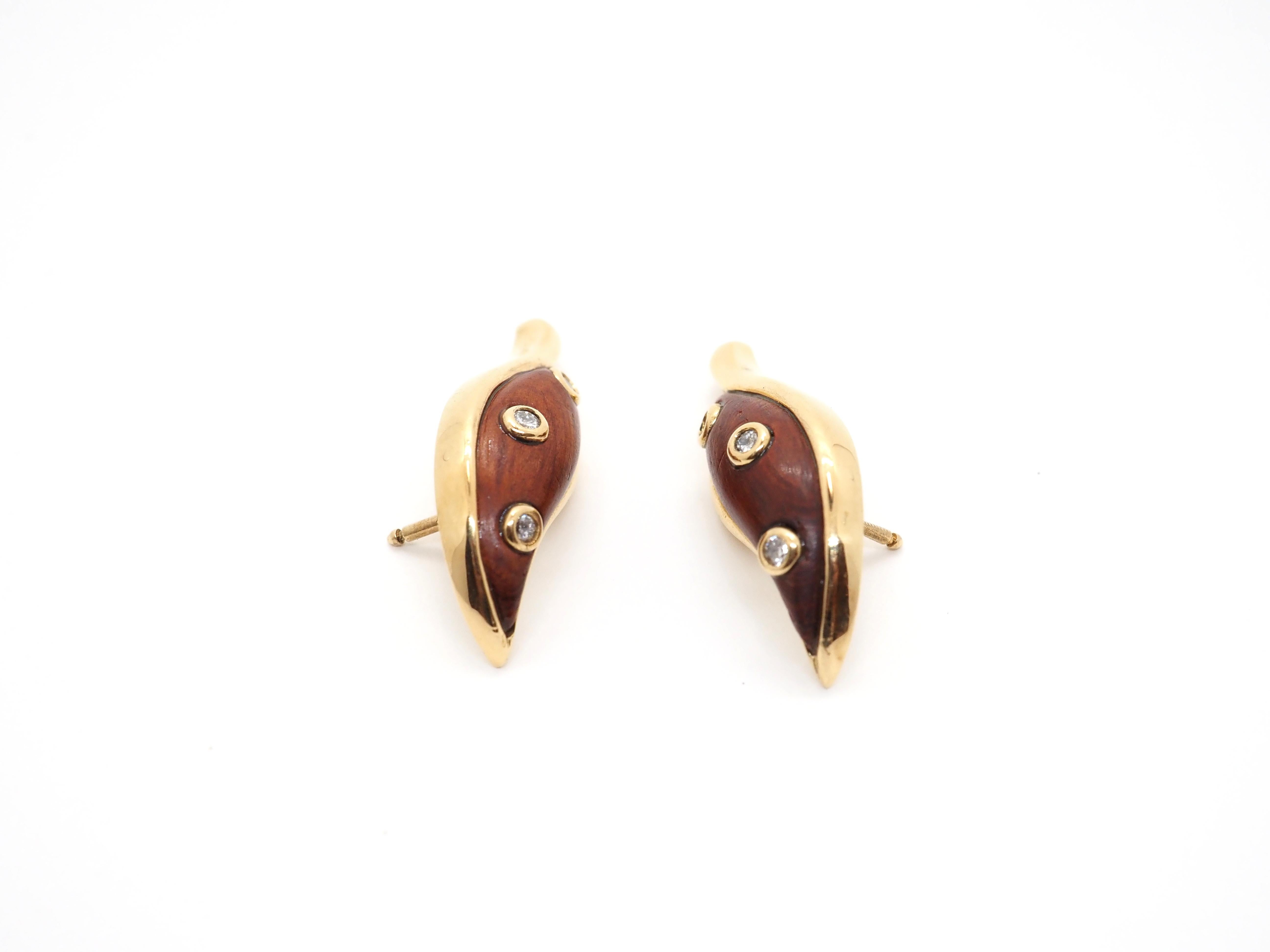 Rene Boivin Wood, 18 Karats Yellow Gold and Gemstones Set For Sale 8
