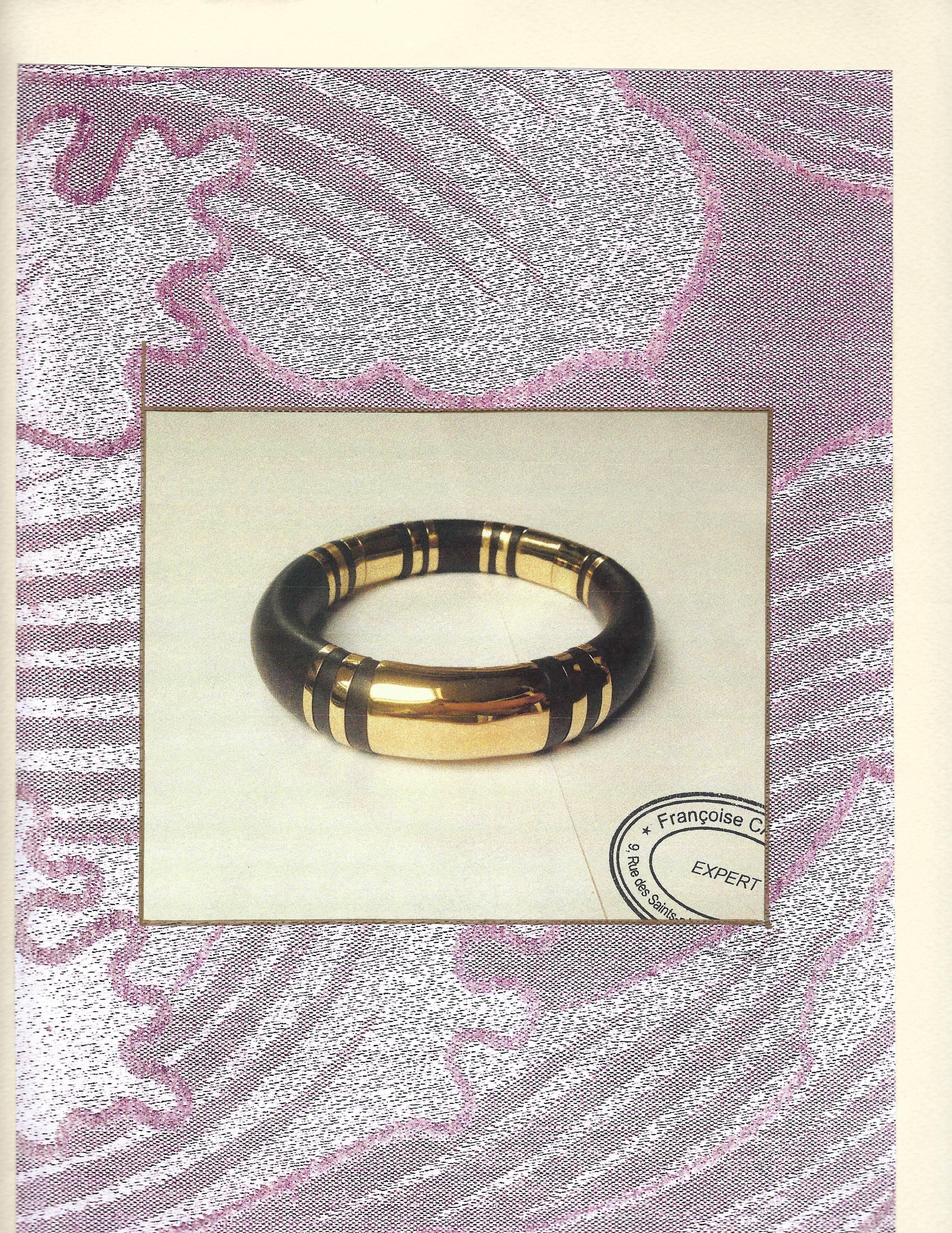 Certified Rene Boivin Wood Gold Bangle Bracelet 1970s 3