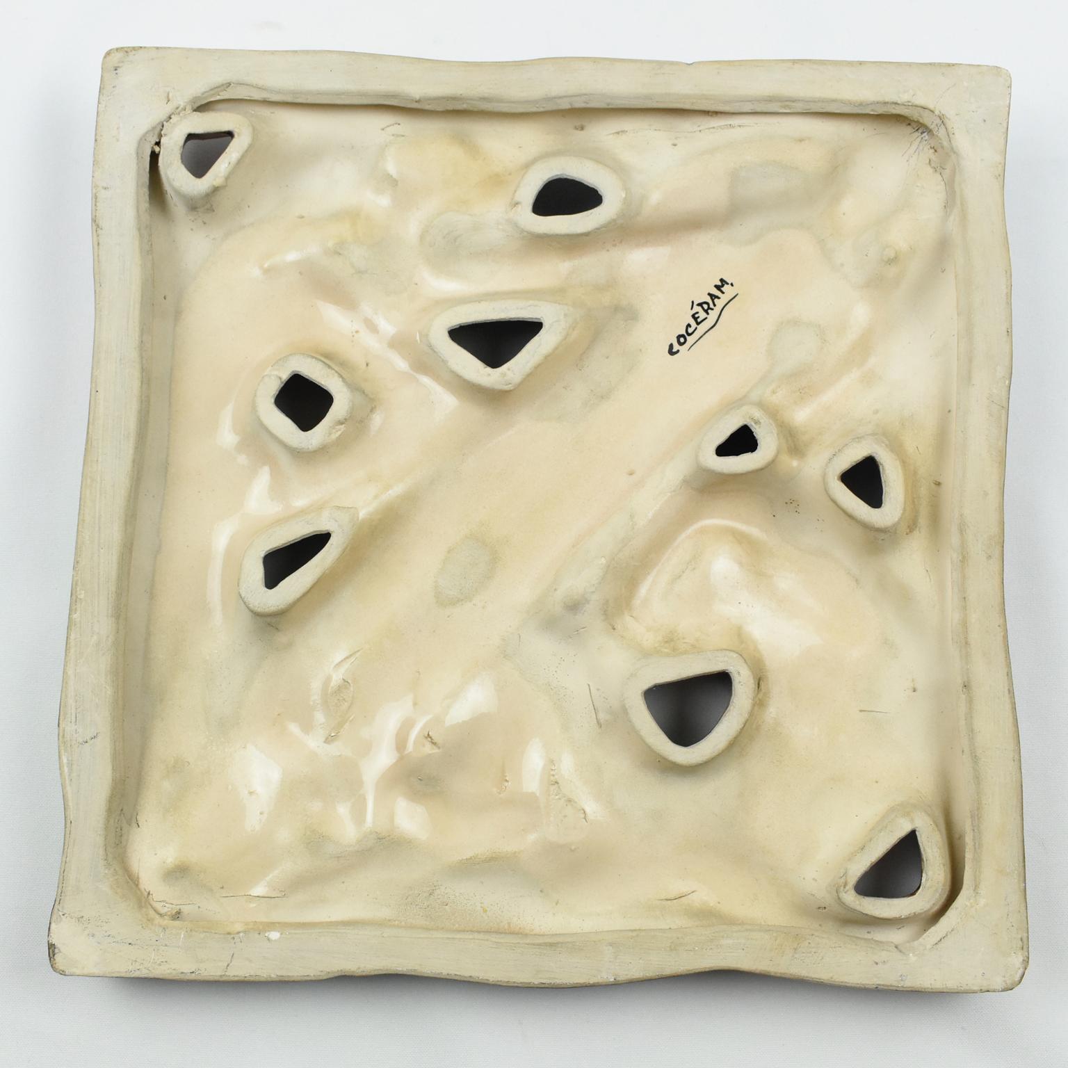 Rene Boschmans for Coceram Cubist Ceramic Tile Sculpture with Masonic Sign, 3pc For Sale 14