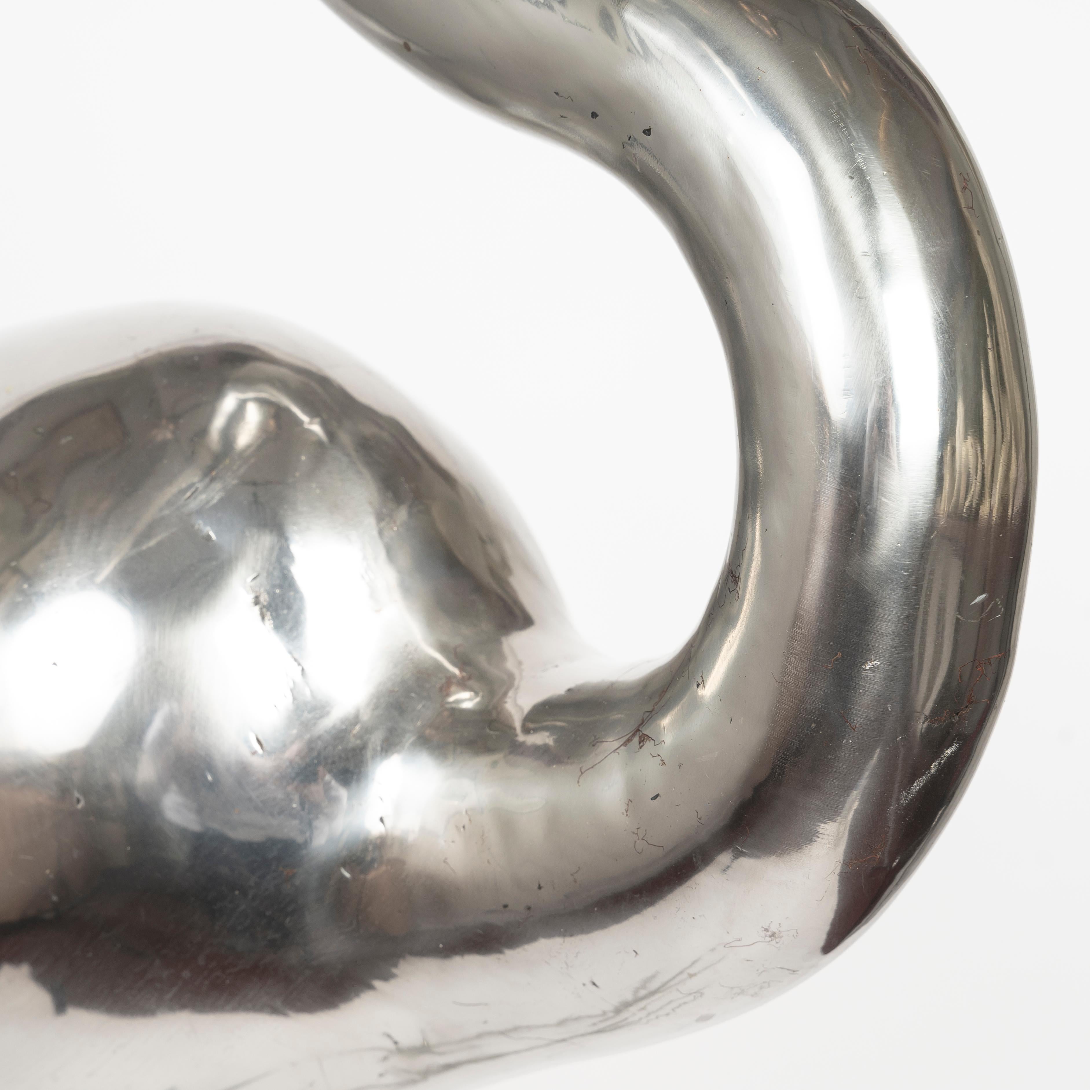 Sculpture Heron en acier inoxydable Rene Broissand, design, modernisme, oiseau, 1970 1