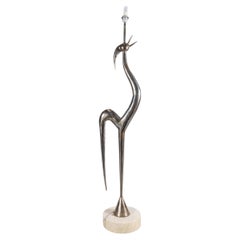 René Broissand, Zoomorphic Floor Lamp in Aluminum and Marble, 1972
