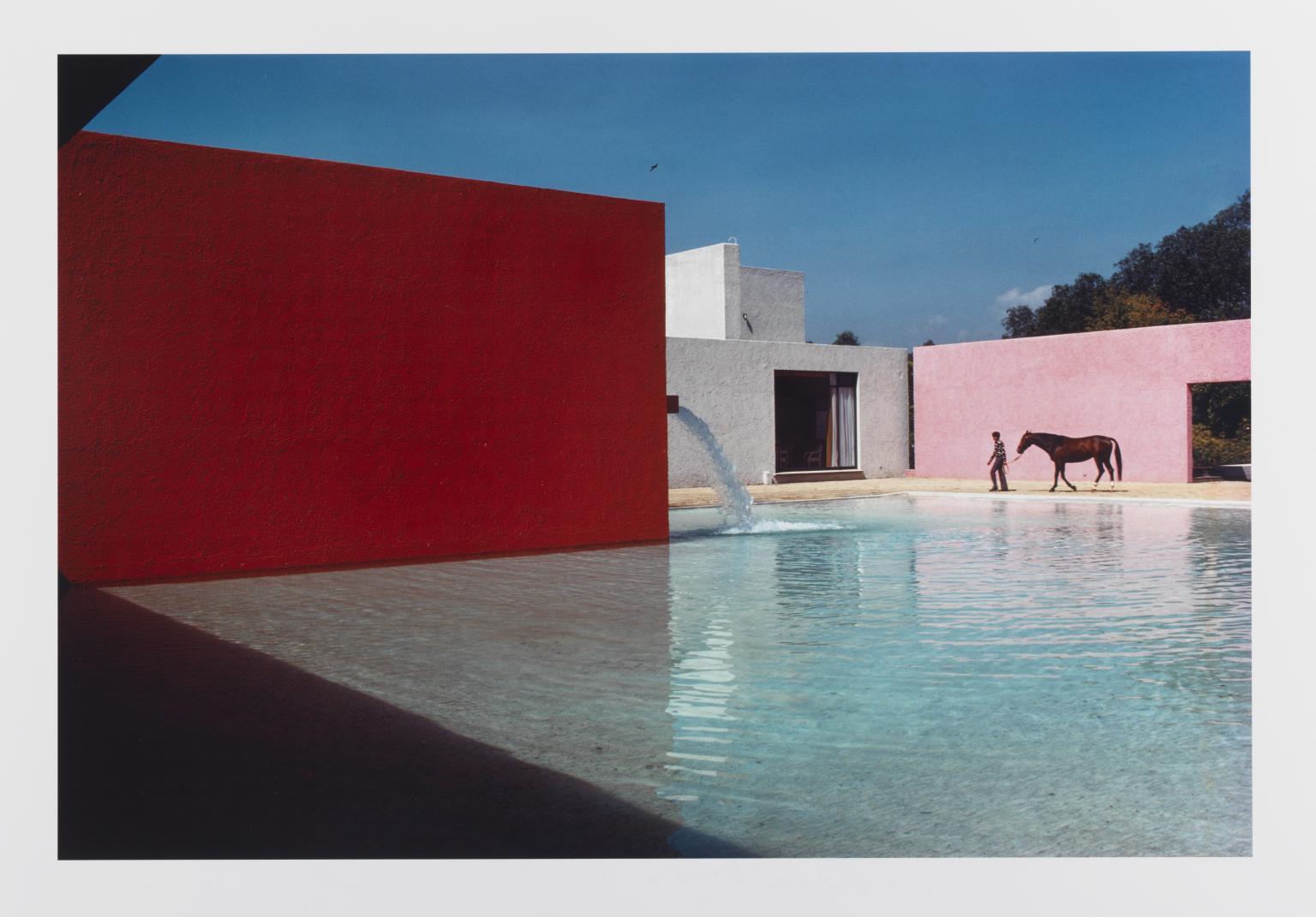 René Burri Color Photograph - San Cristobal Stable, Horse Pool and House, Planned by Luis Barragan, Mexico Cit