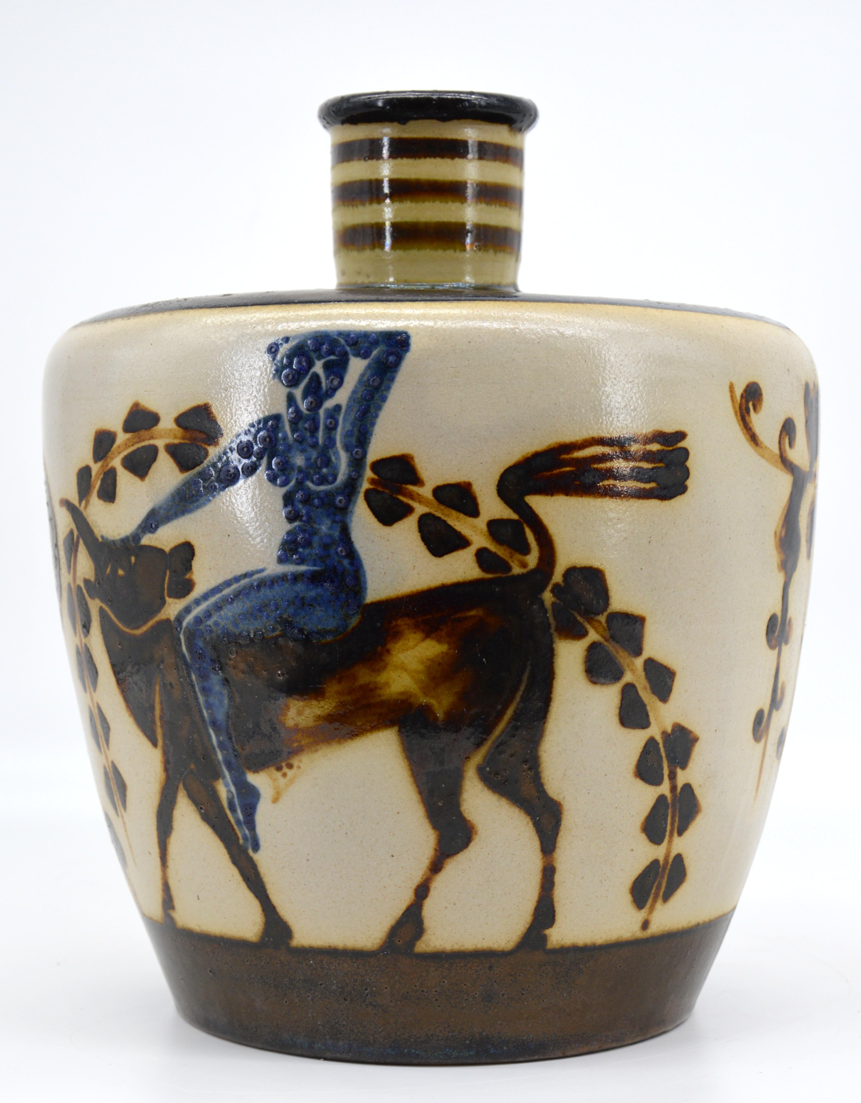 French Rene Buthaud for Primavera Large Ceramic Vase, 1923-1926