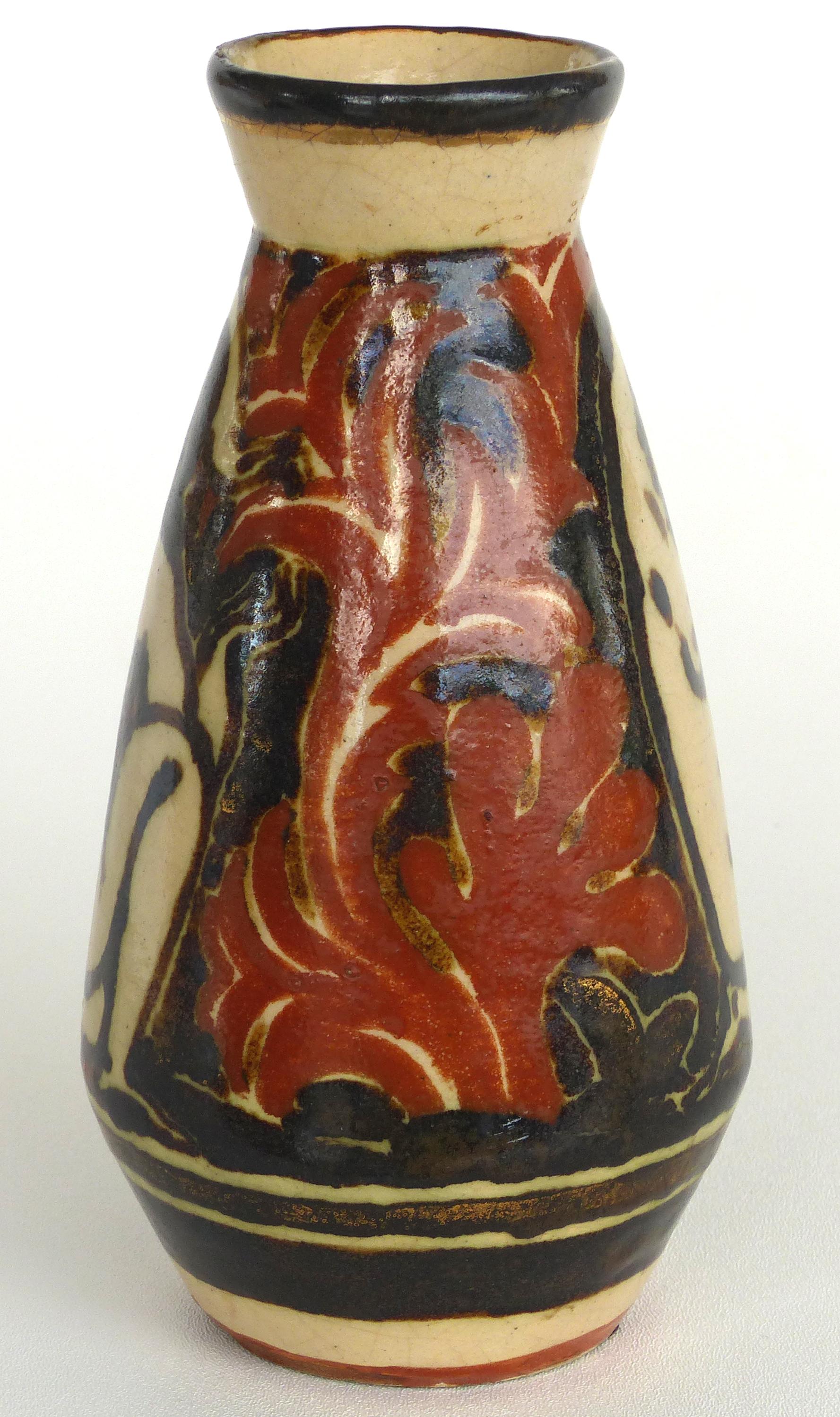 Glazed René Buthaud French Art Deco Ceramic Vase, Nude Figures