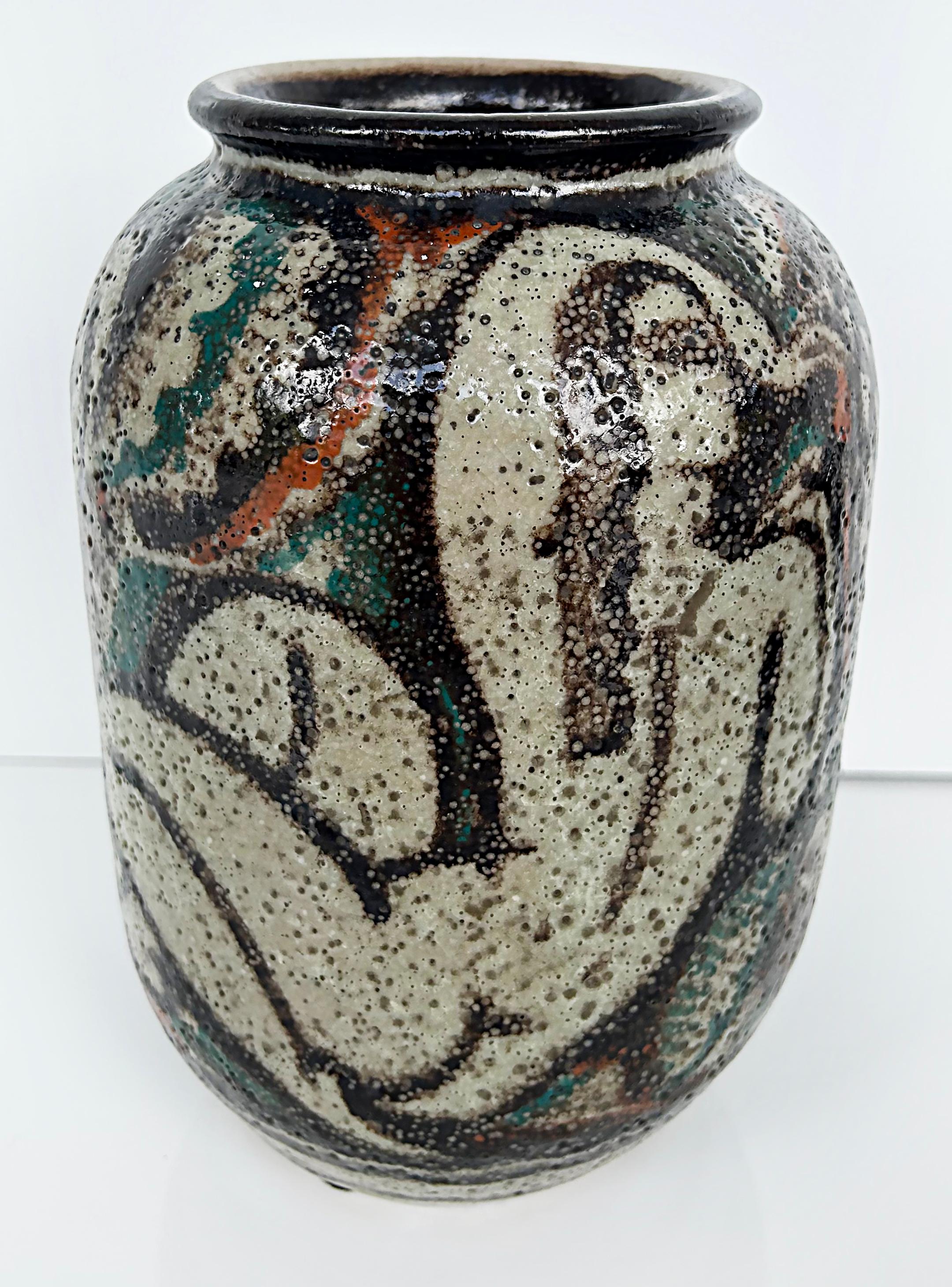 Art Deco Rene Buthaud French Ceramist Vase with Nude Figures