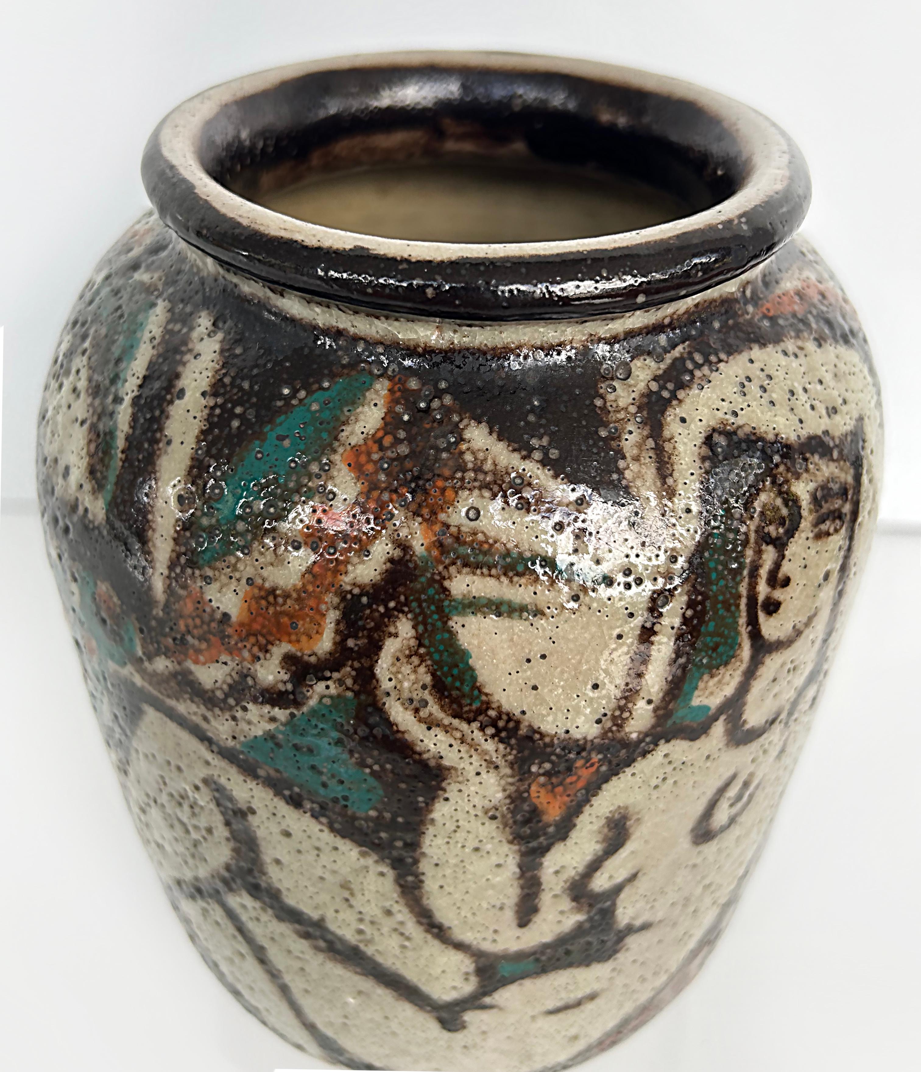 Rene Buthaud French Ceramist Vase with Nude Figures In Good Condition In Miami, FL