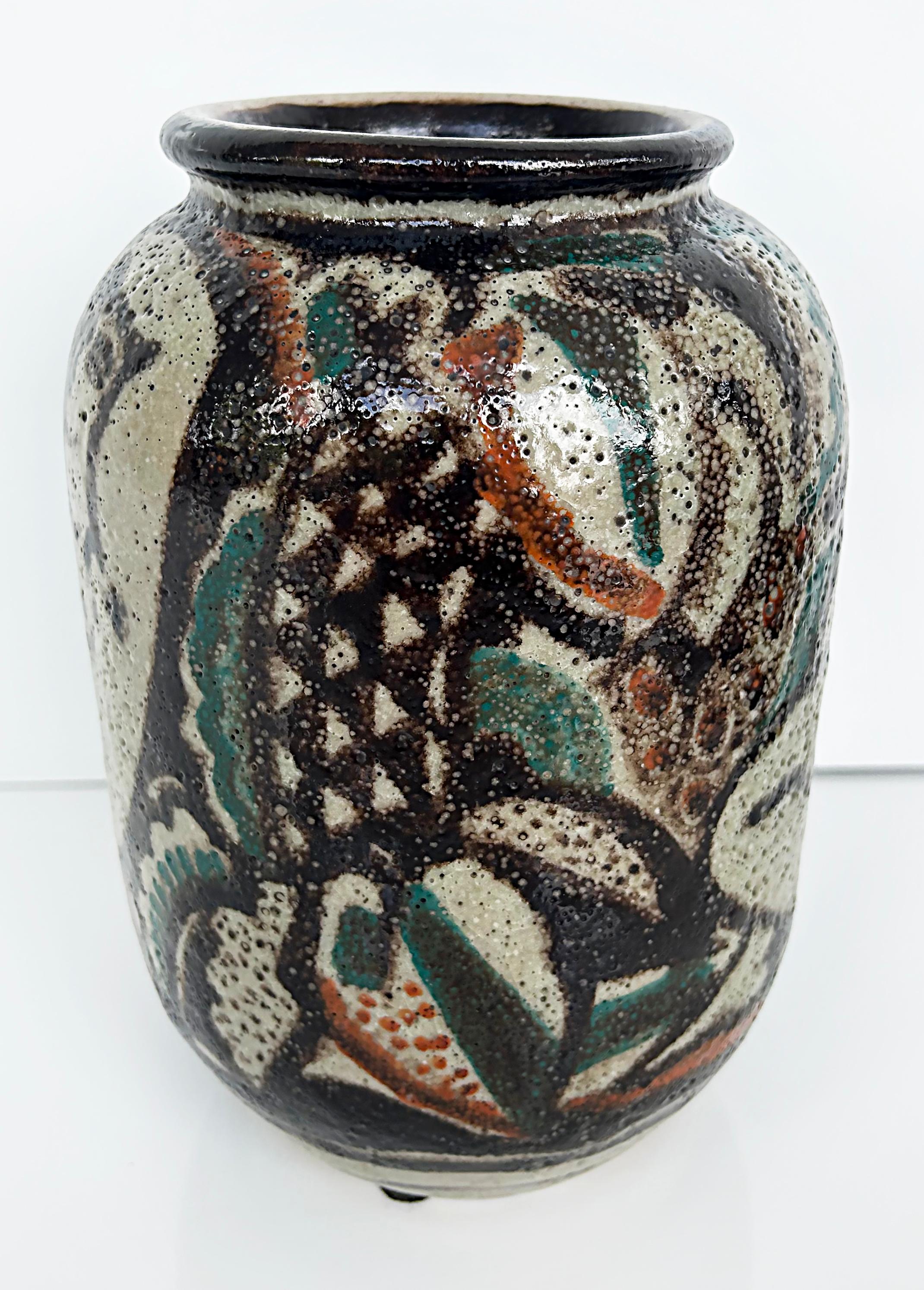 Mid-20th Century Rene Buthaud French Ceramist Vase with Nude Figures