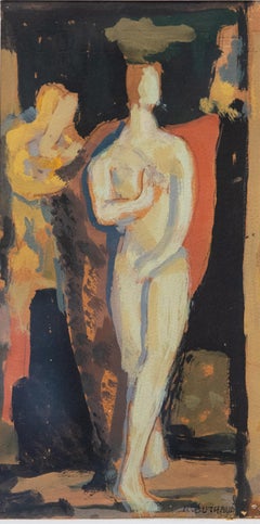 René Buthaud Midcentury Nude Study, Signed Gouache on Paper