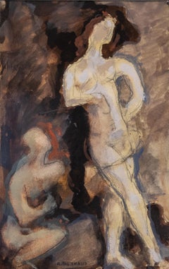 René Buthaud Midcentury Nude Study, Signed Gouache on Paper