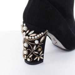 RENE CAOVILLA 2017 suede crystal faux pearl baroque embellished heel boots EU37