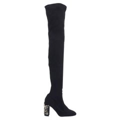 RENE CAOVILLA 2017 suede crystal faux pearl baroque embellished heel boots EU37