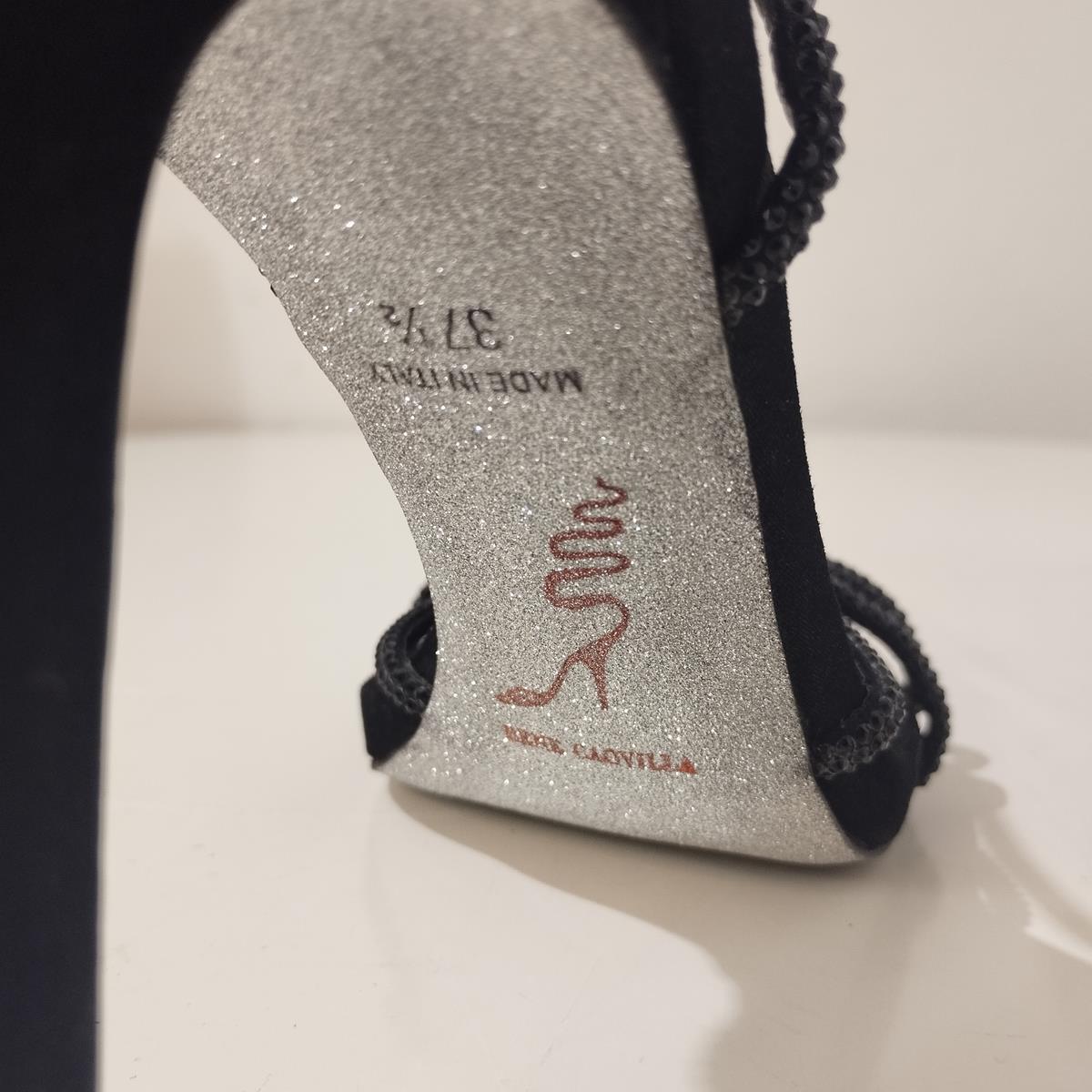 René Caovilla Black Crystal Sandals IT 37, 5 For Sale 3