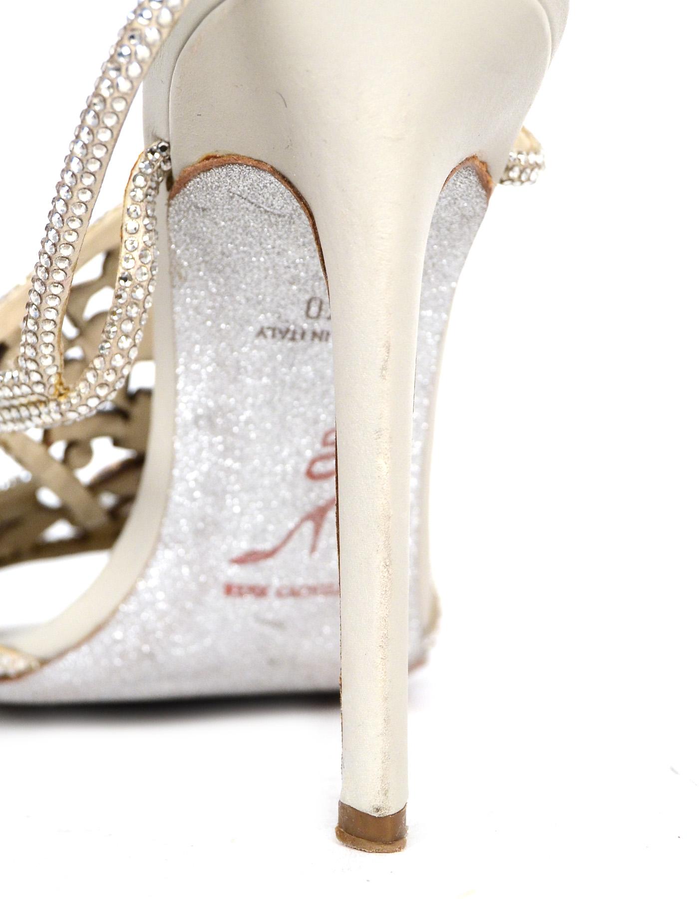 Women's Rene Caovilla Black/Grey/Gold High Heel Sandals W/ Crystals sz 40 For Sale