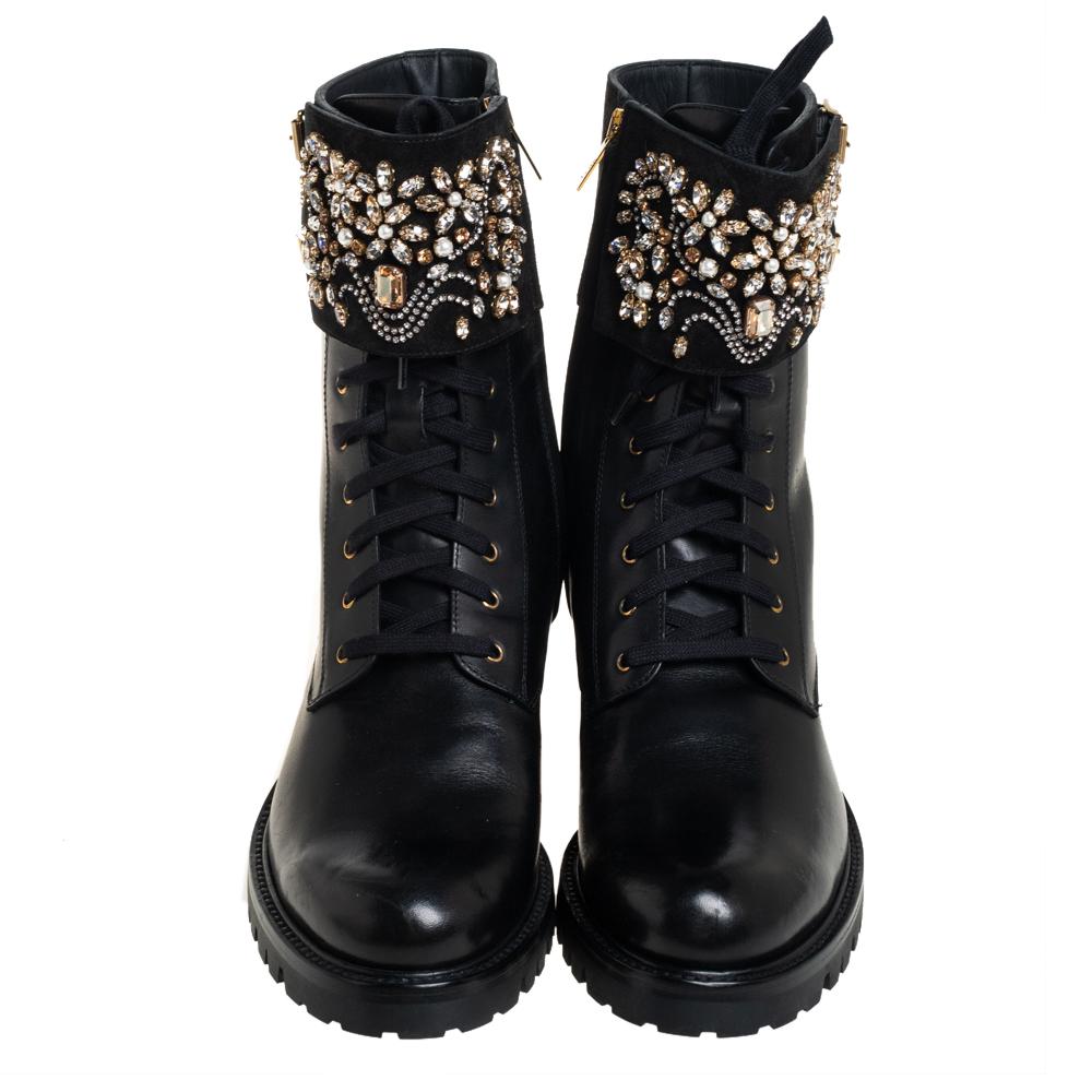 combat boots with crystals