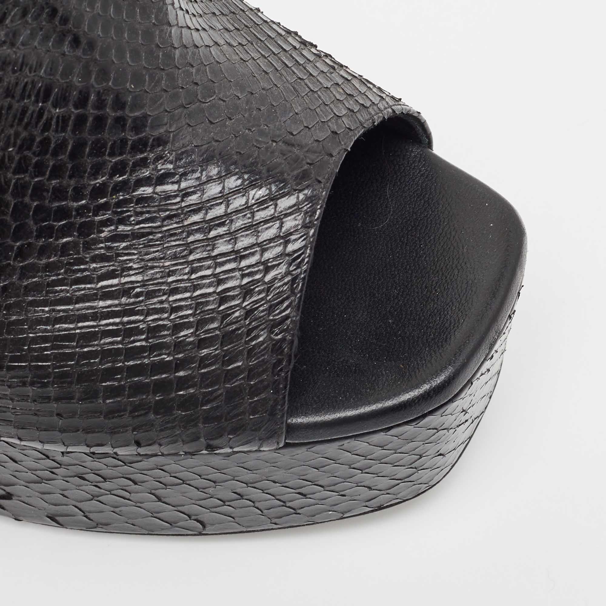 René Caovilla Black Python Slide Sandals Size 41 3