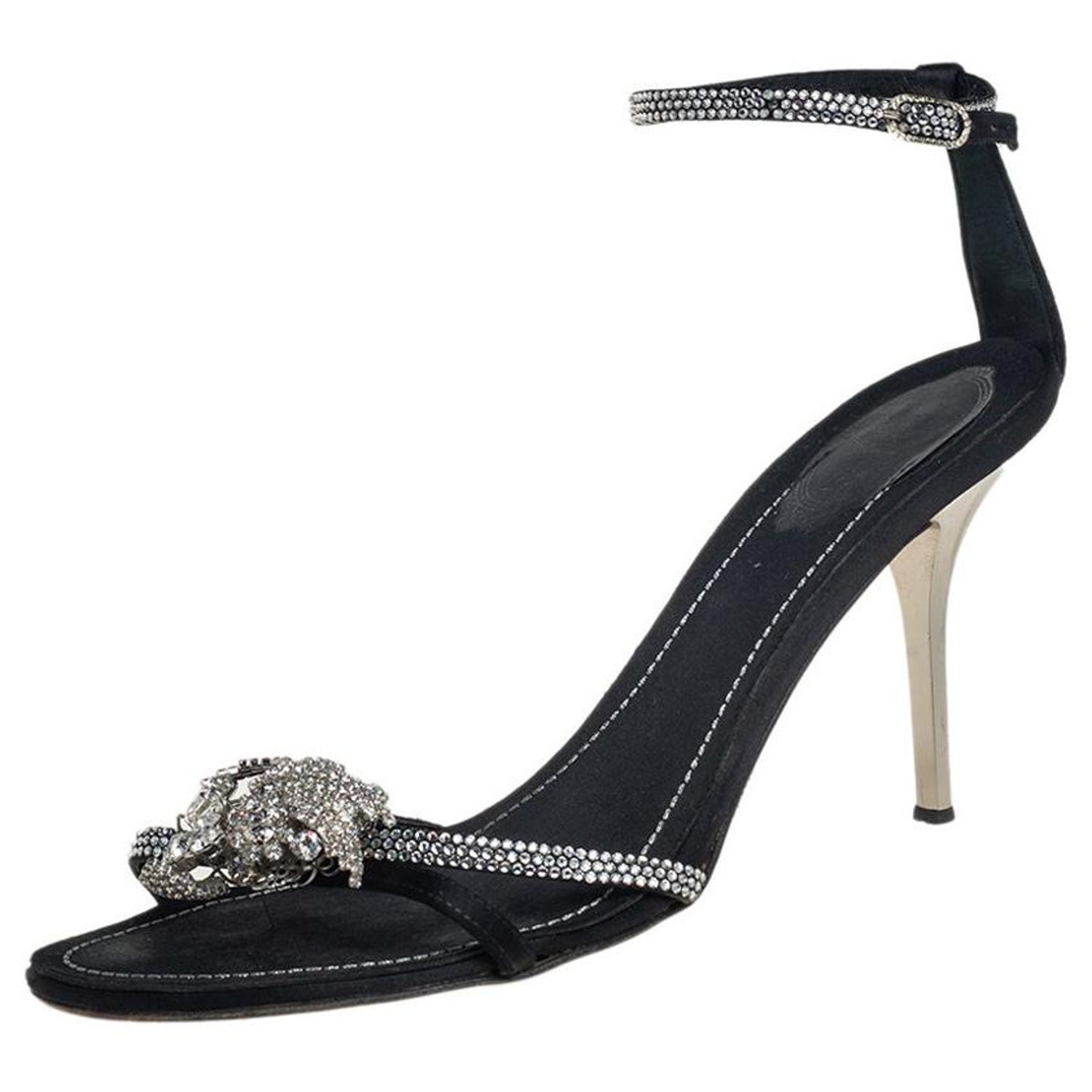 René Caovilla Black Satin And Crystal Embellished Sandals Size 40 at  1stDibs | rene caovilla heels, rene caovilla sale