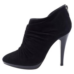 René Caovilla Black Suede Crystal embellished Ankle Length Boots Size 39