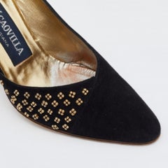 René Caovilla Black Suede Embellished D'Orsay Pumps Size 38