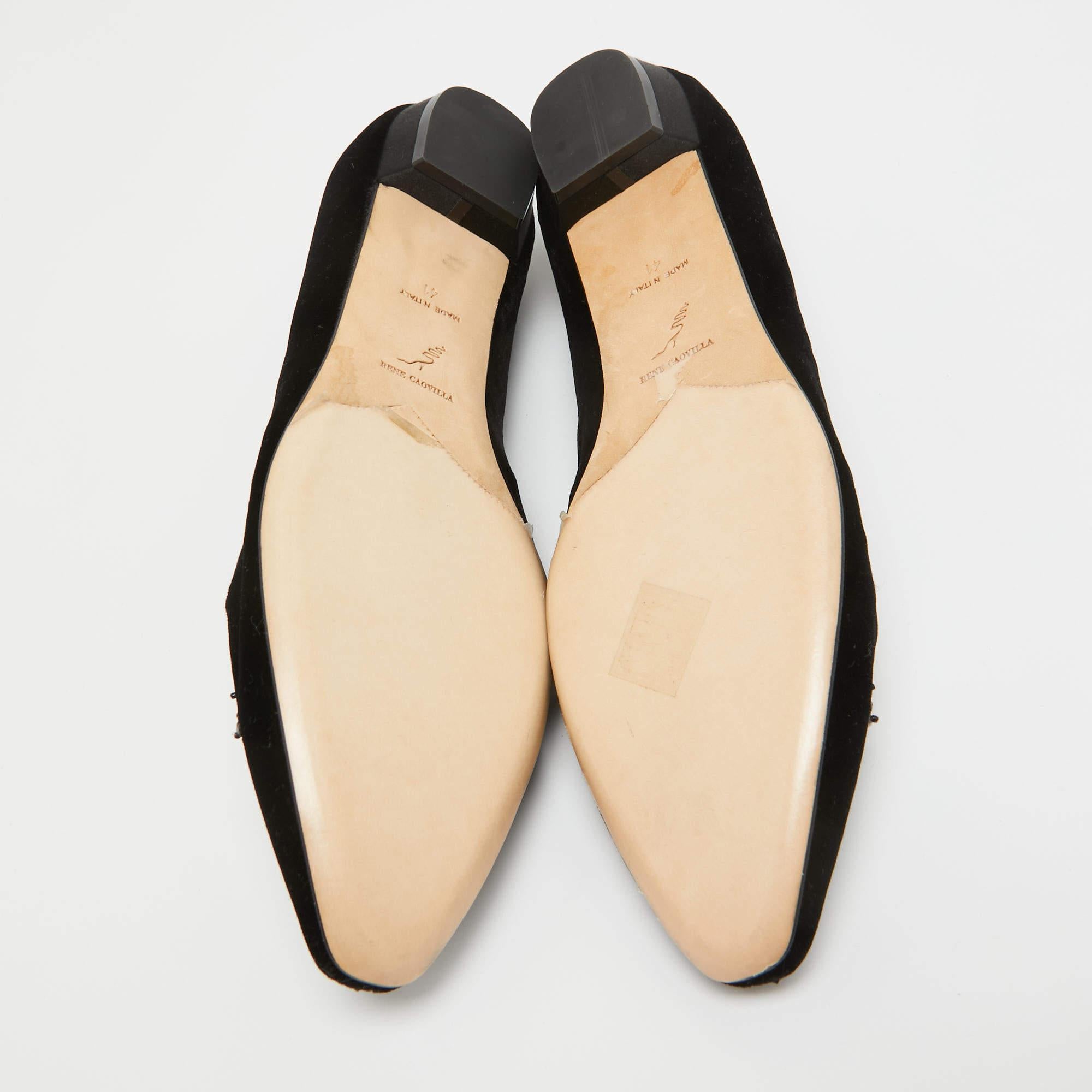 René Caovilla Black Velvet Crystal Embellished Slip On Smoking Slippers Size 41 For Sale 2