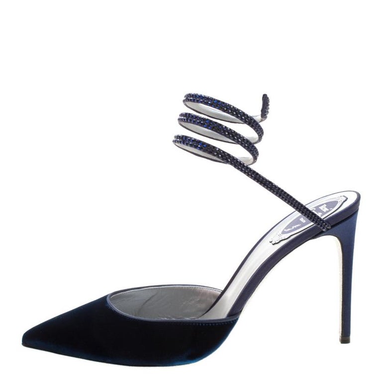 rene caovilla blue heels