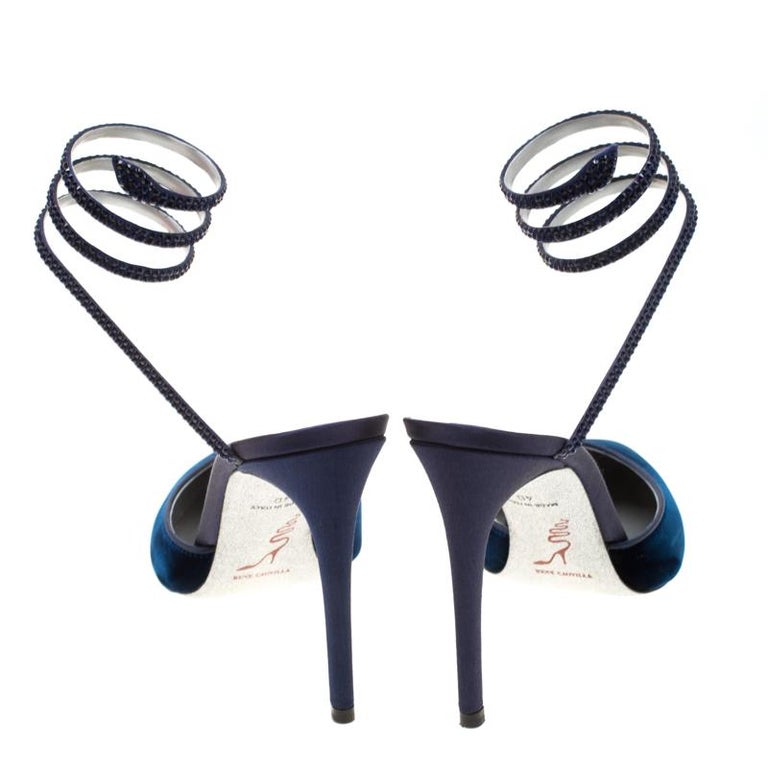 rene caovilla blue heels