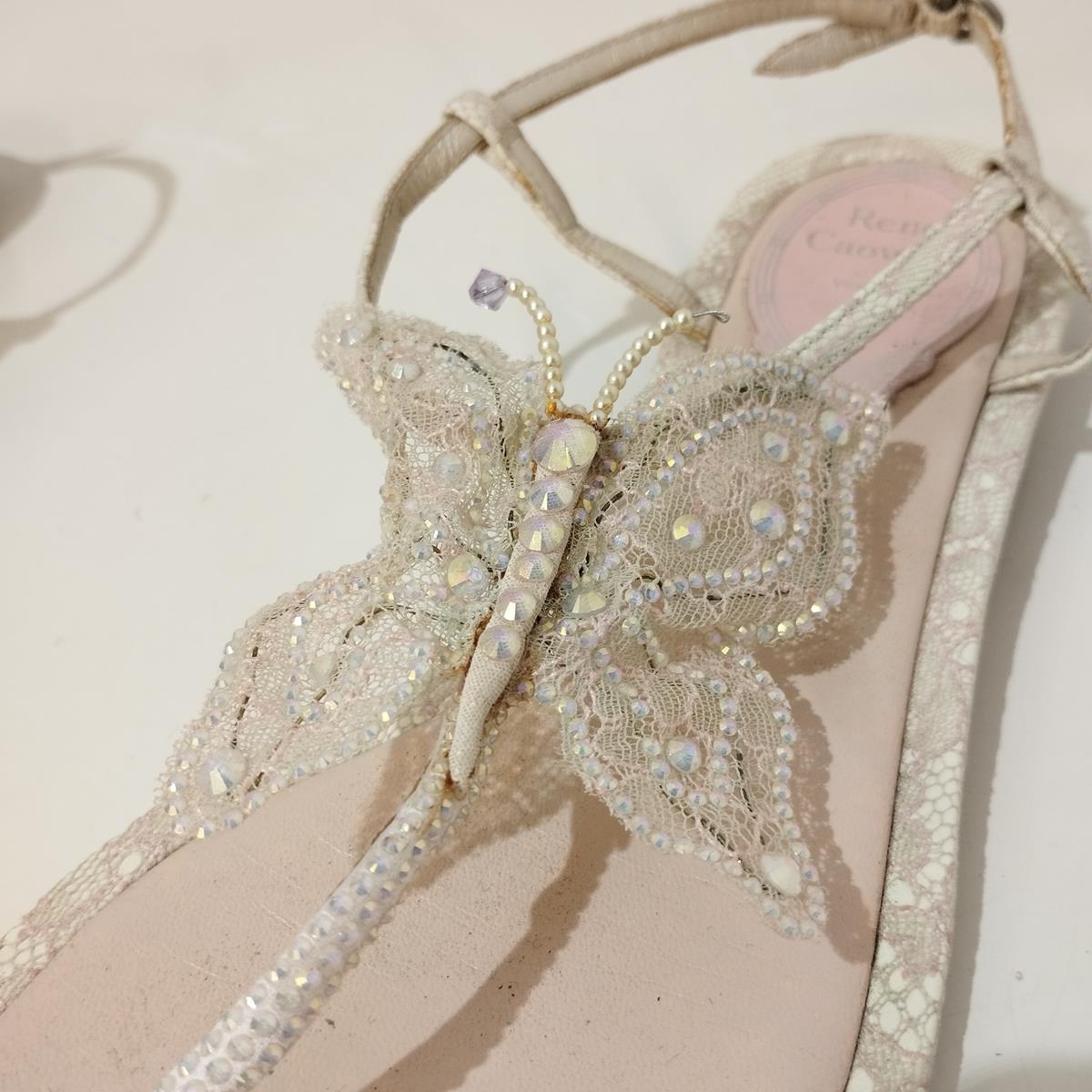 Women's René Caovilla Butterfly Crystal Sandals IT 37, 5 For Sale