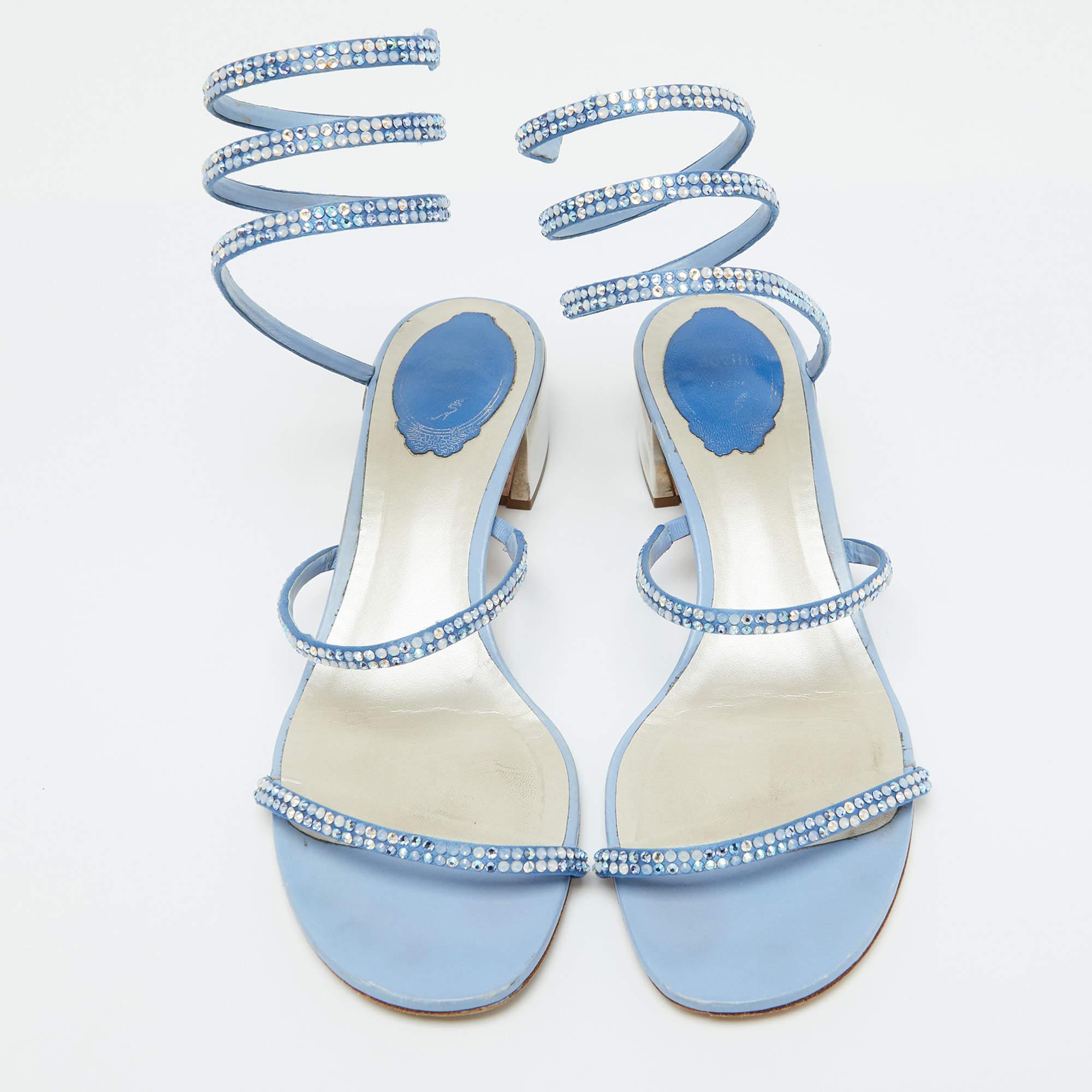 Grigio René Caovilla Caovilla Sandali Cleo in raso blu impreziositi da cristalli taglia 38