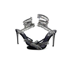 Rene Caovilla Chandelier Nero 105 con cristalli e sandali avvolgenti 38