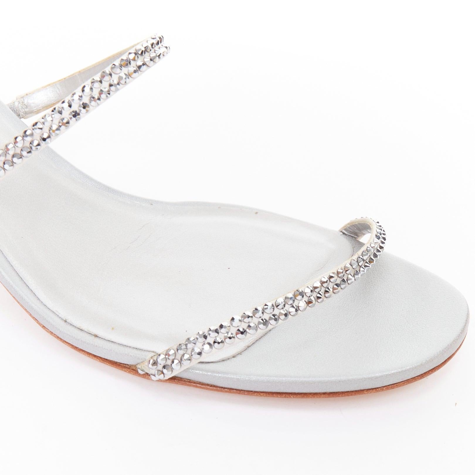 RENE CAOVILLA Cleo 45 silver strass crystal wrap around block heels EU37.5 im Angebot 2