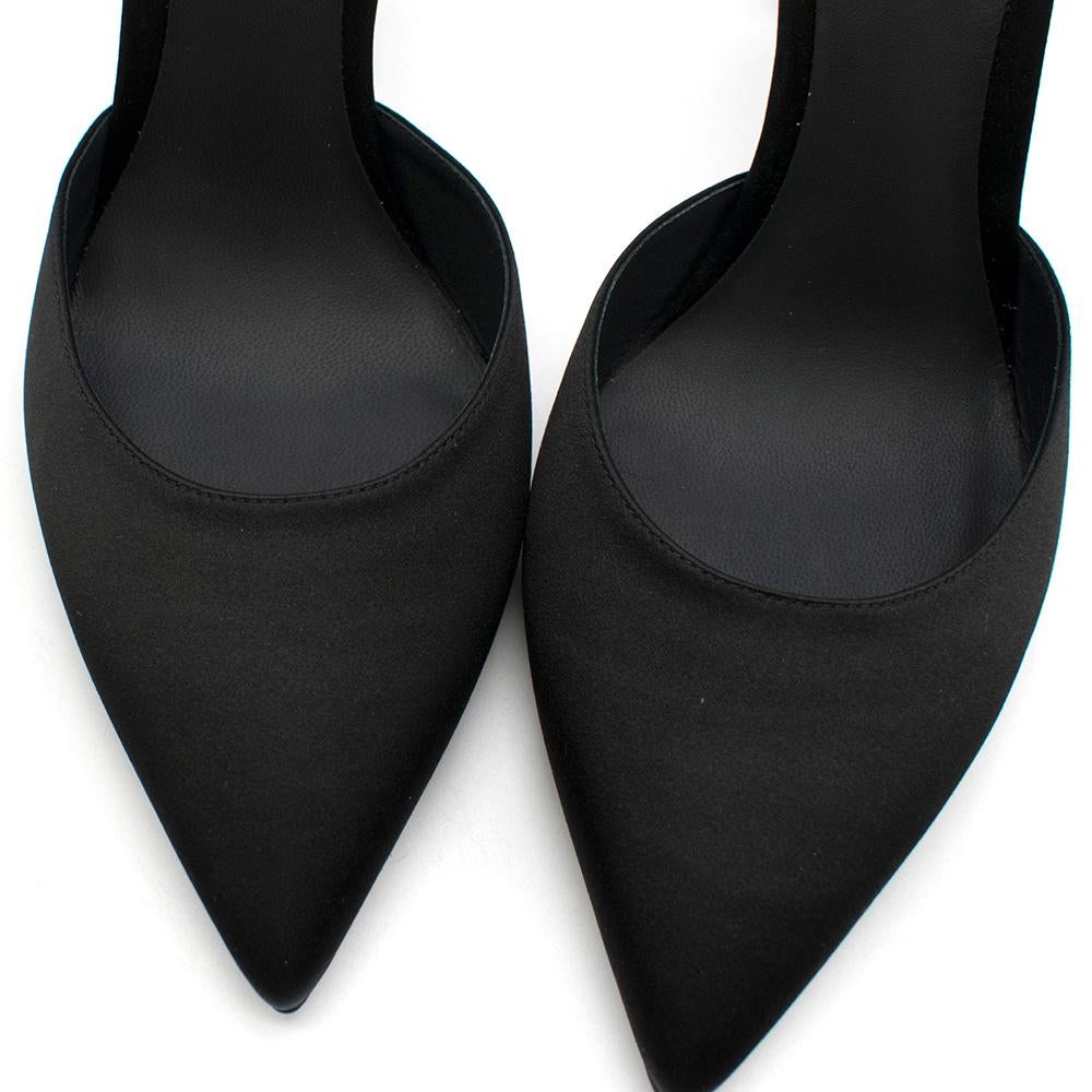 Rene Caovilla Cleo Black Satin High Heel Slingback Pumps - Current In New Condition In London, GB