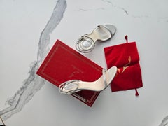 Rene Caovilla Cleo Silver Satin Strass Crystal Sandals Heels EU 40 US 10