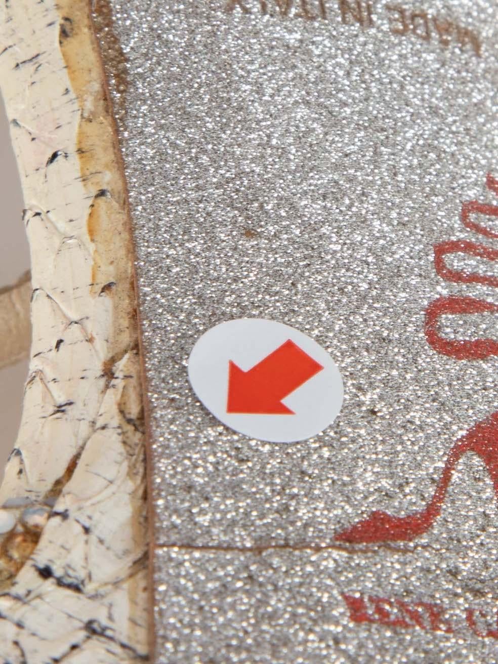 Rene Caovilla Creme Schlangenhaut Kristall Absatzsandalen Größe IT 38 im Angebot 1