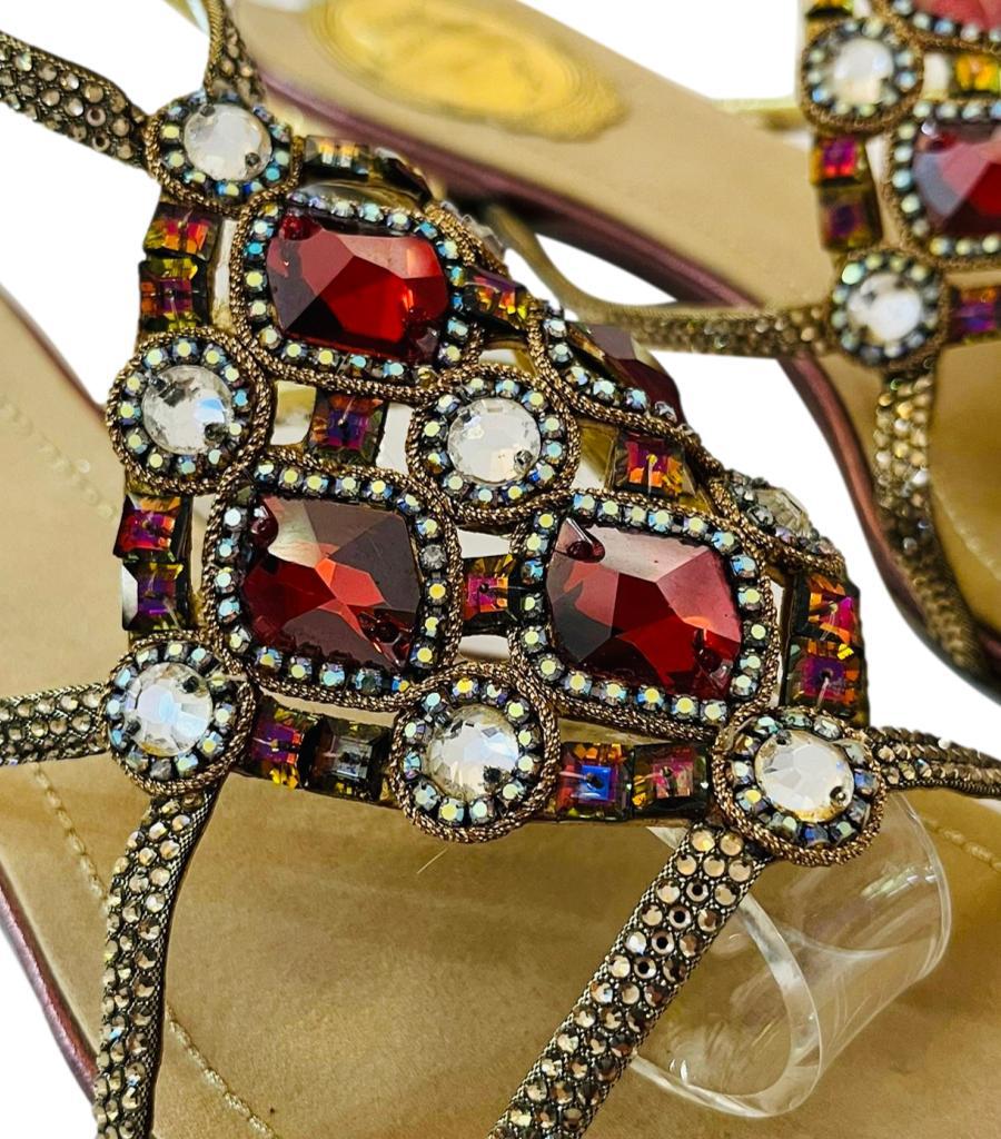 Rene Caovilla Crystal Embellished Leather Sandals In Good Condition For Sale In London, GB