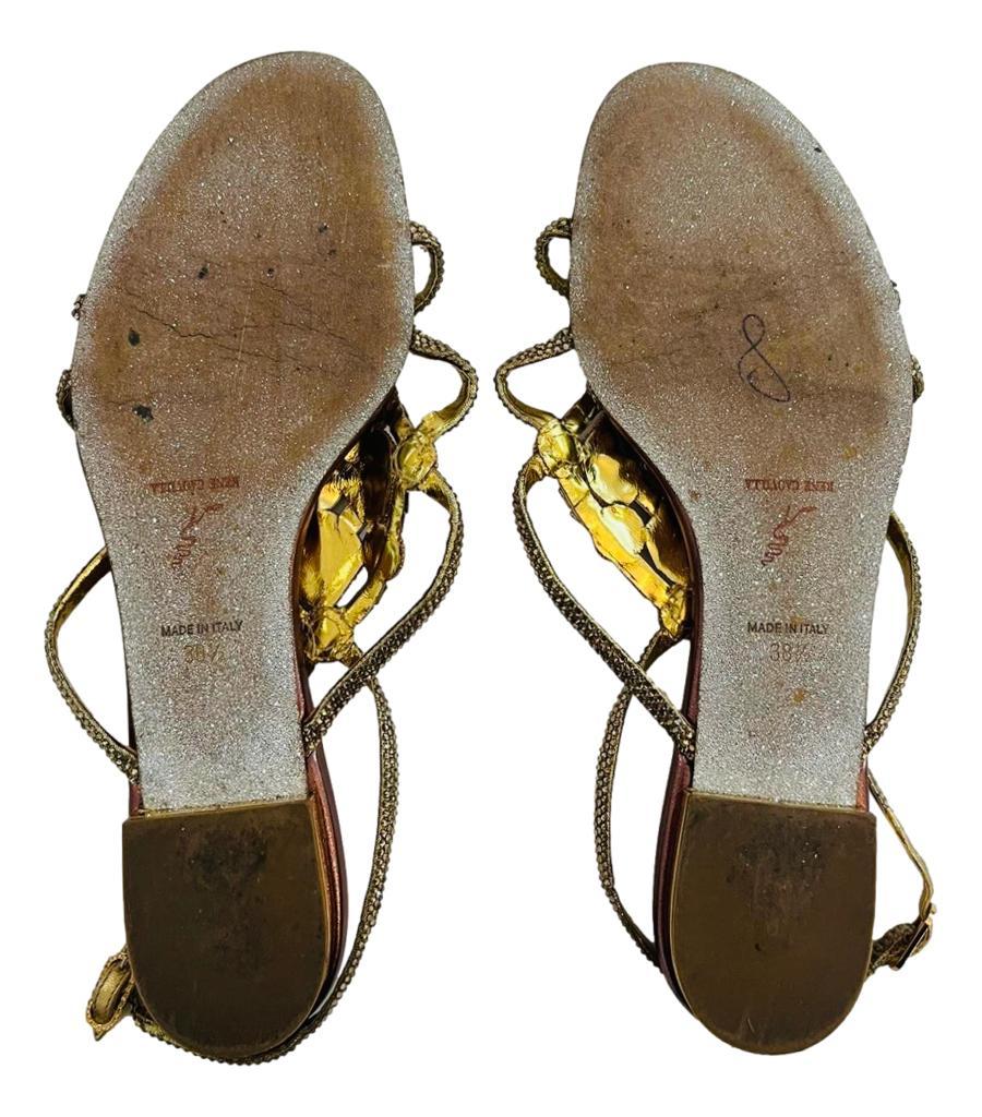 Rene Caovilla Crystal Embellished Leather Sandals For Sale 2