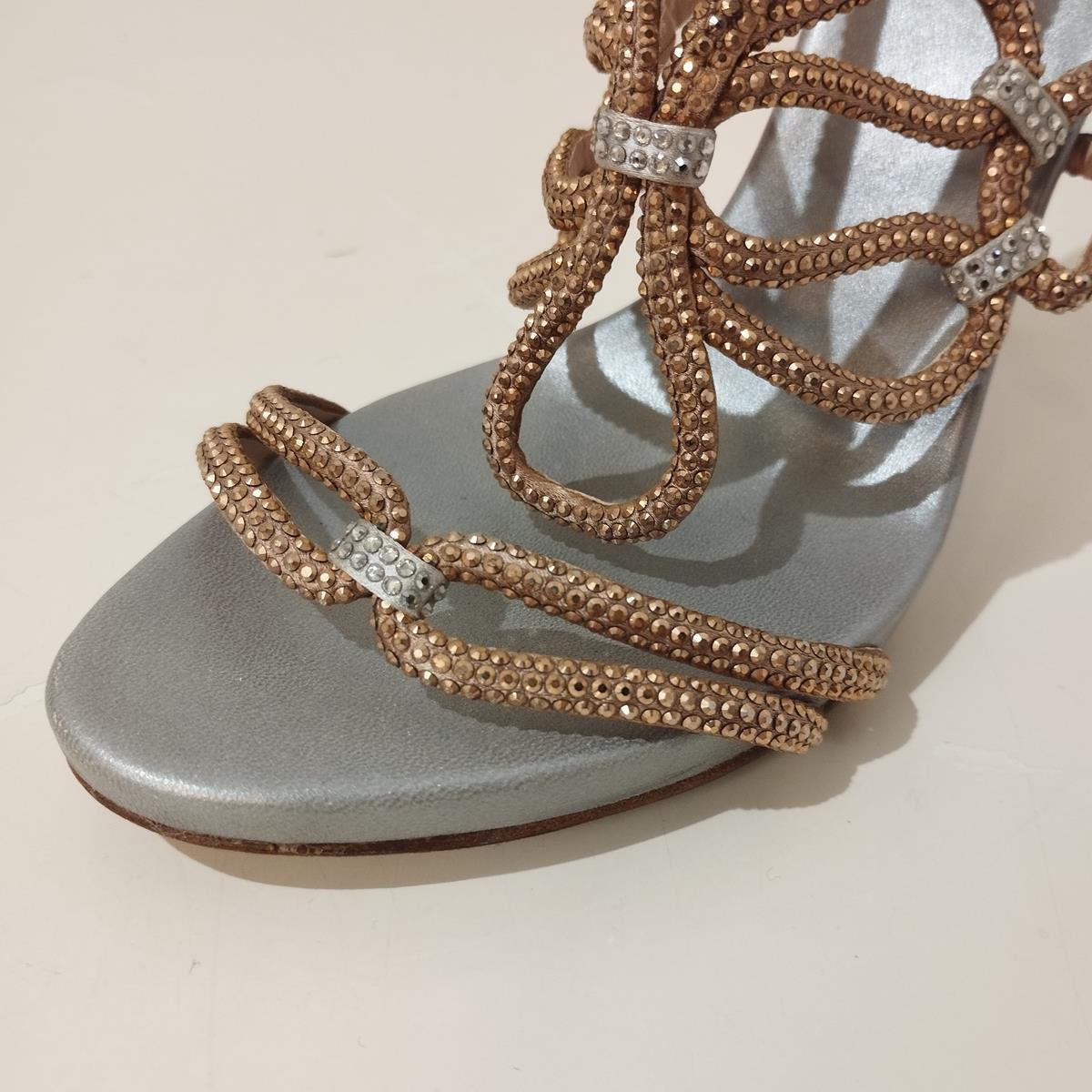 Gray René Caovilla Crystal Sandals IT 37, 5 For Sale
