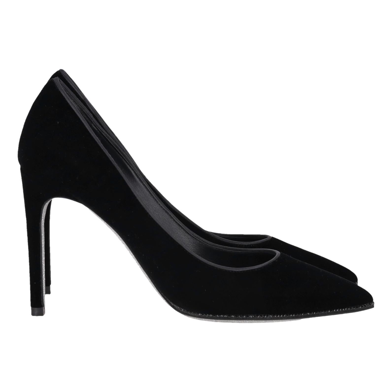 Tacones de terciopelo con adornos de cristal Rene Caovilla en Excelente estado para la venta en London, GB