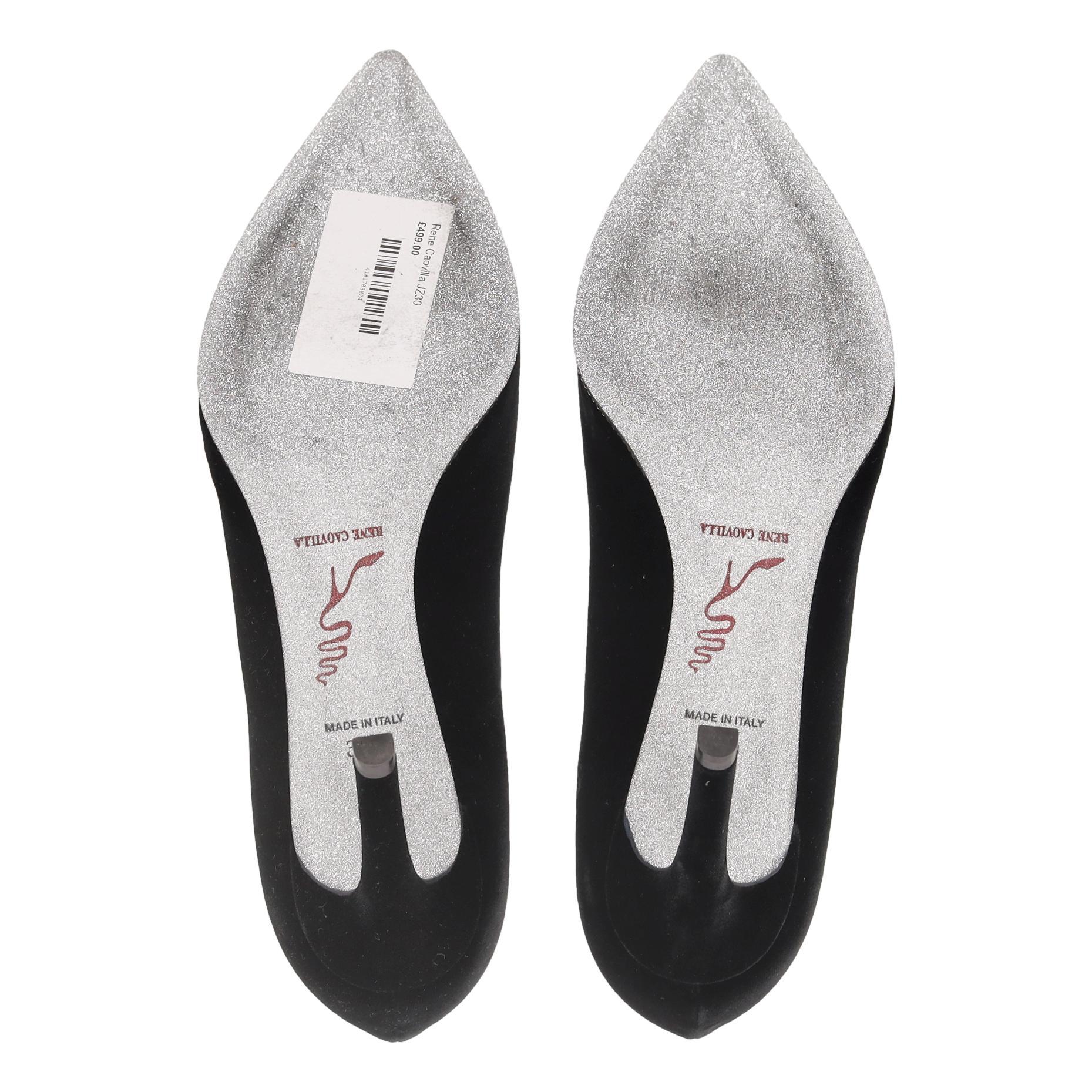 Tacones de terciopelo con adornos de cristal Rene Caovilla en venta 1
