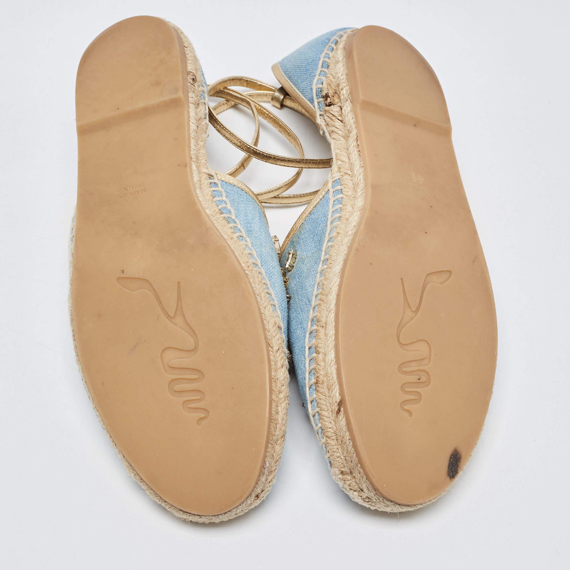 René Caovilla - Denim - Pelle con decorazioni alla caviglia - Espadrille Flats Taglia 41 1