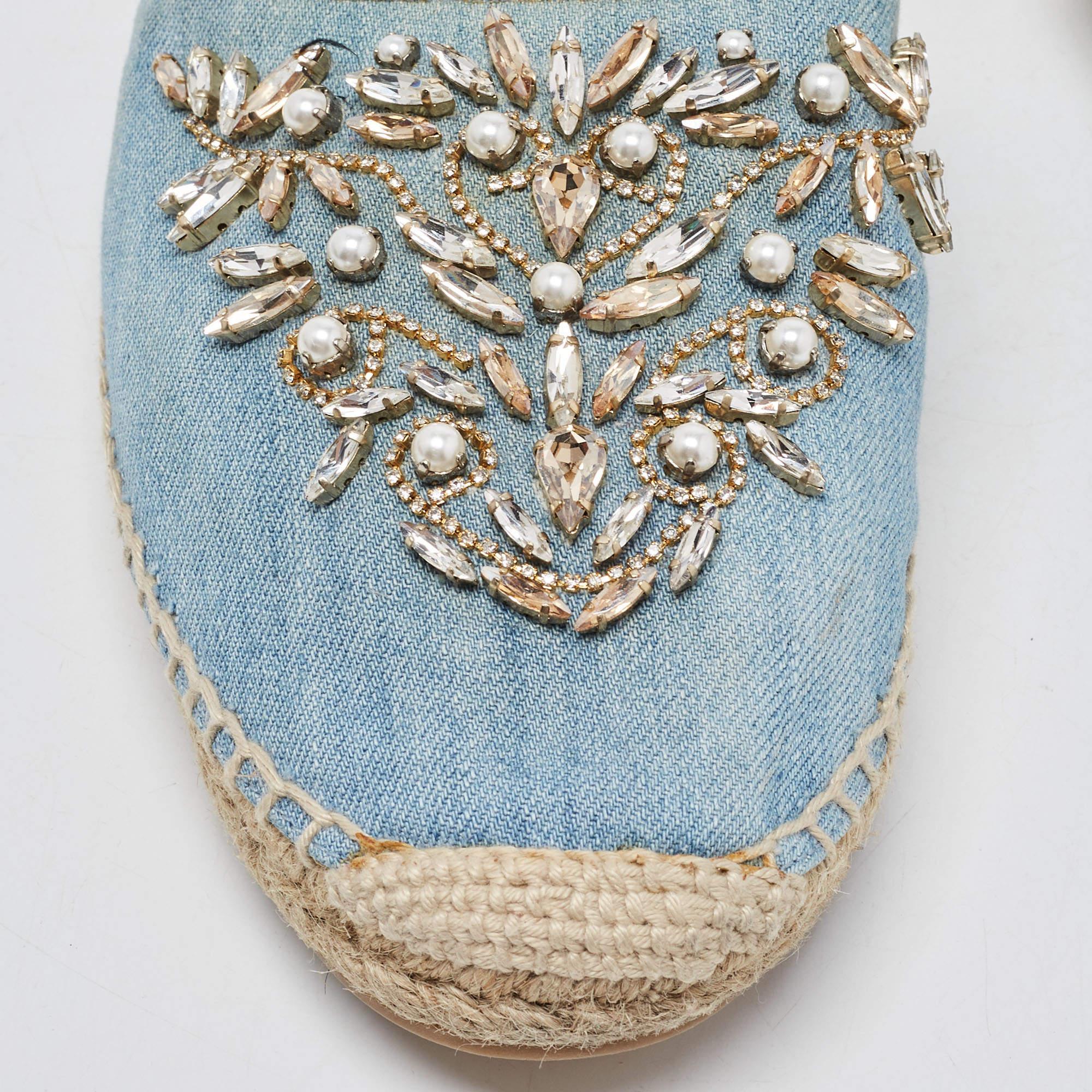 René Caovilla - Denim - Pelle con decorazioni alla caviglia - Espadrille Flats Taglia 41 2