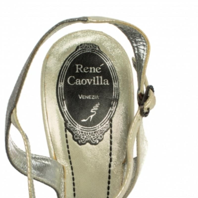 René Caovilla Embellished Satin And Nubuck Leather Ankle Strap Sandals Size 39.5 For Sale 2
