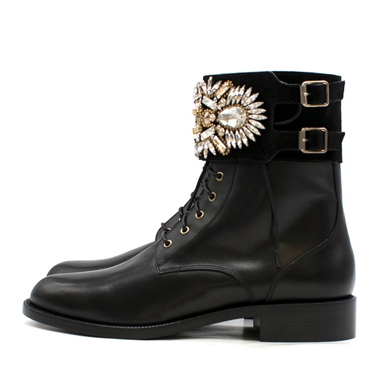 rene caovilla embellished biker leather boots